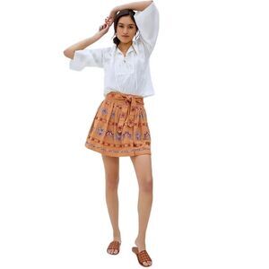 Anthropologie Meghan Embroidered Mini Skirt